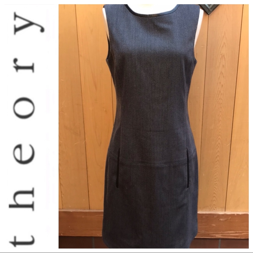 Theory Black and Gray Midi Dress
